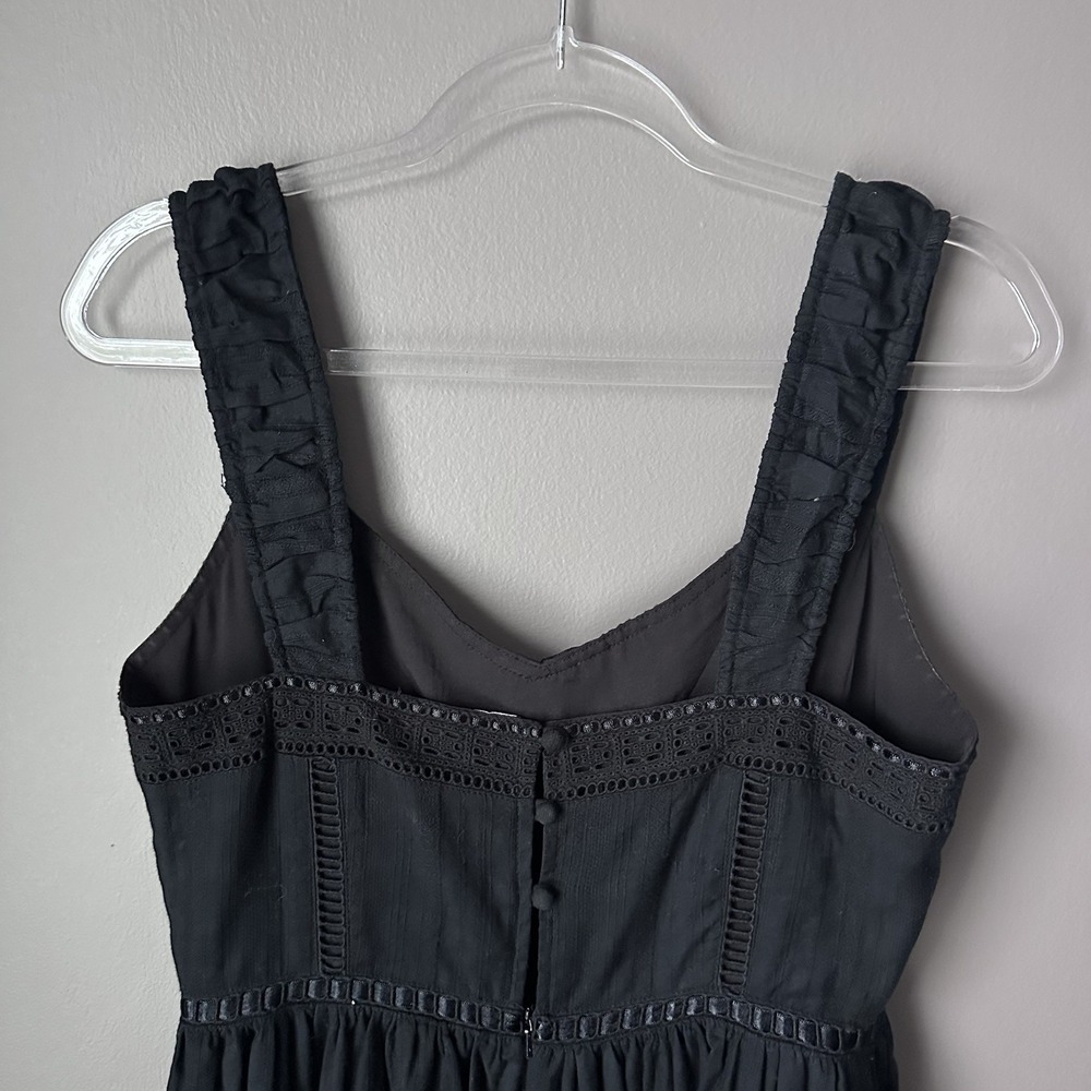 Reclaimed Vintage Prairie Cami Midi Dress Size 8 Black Goth Cottage Romantic - Picture 8 of 11